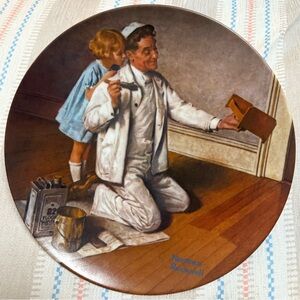 Knowles Norman Rockwell Collector Plate with Blue and Brown Accents